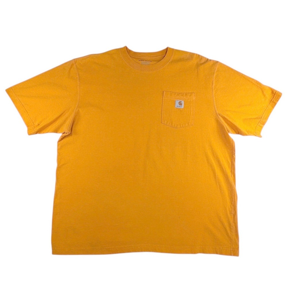Carhartt Mens Pocket T-Shirt XL Orange Yellow Original Fit Work Tee